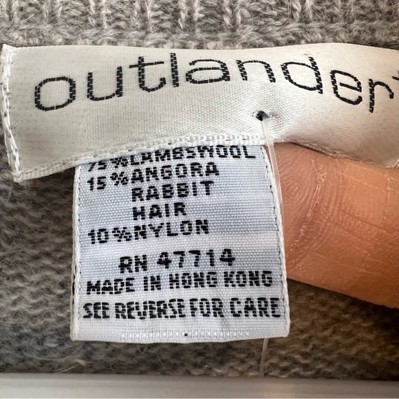 NWT Outlander Lambswool Angora Open Front Cardigan Gray Flower Long Sz 1X Long - Picture 8 of 11